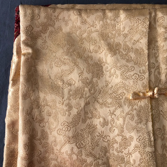 Set of 2 - 16in Square Chinese Style Gold Red Brocade Pillow Covers - Picture 13 of 16